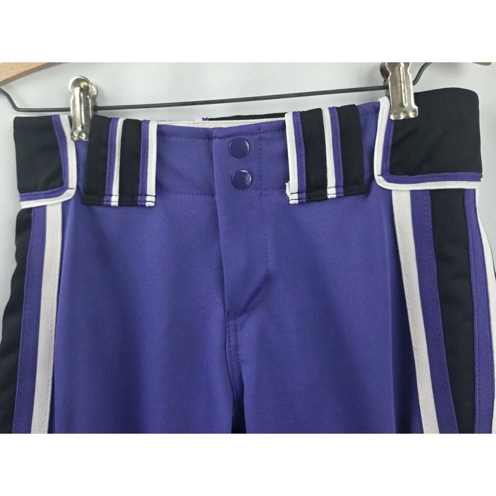 Boombah Baseball Pants Youth 28G Purple Black White Full Length Elastic